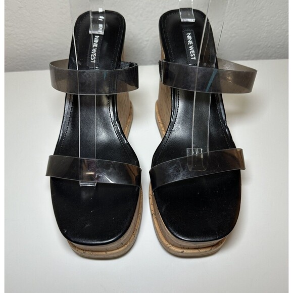 Nine West Women's Rapps High Platform Wedge Sandal Smoke Black SIZE 9‎ - Picture 2 of 6
